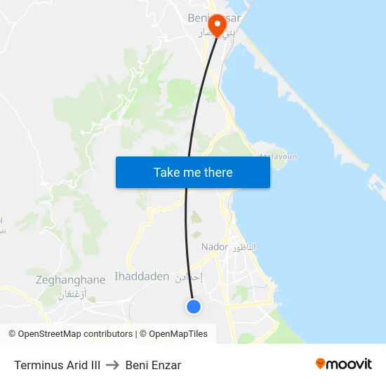 Terminus Arid III to Beni Enzar map