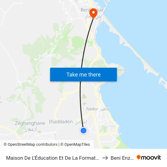 Maison De L’Éducation Et De La Formation to Beni Enzar map