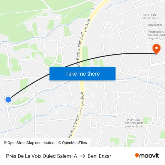 Prés De La Voix Ouled Salem -A to Beni Enzar map