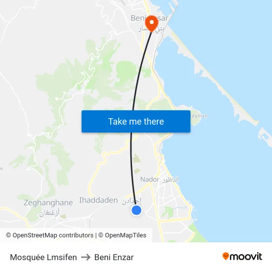 Mosquée  Lmsifen to Beni Enzar map