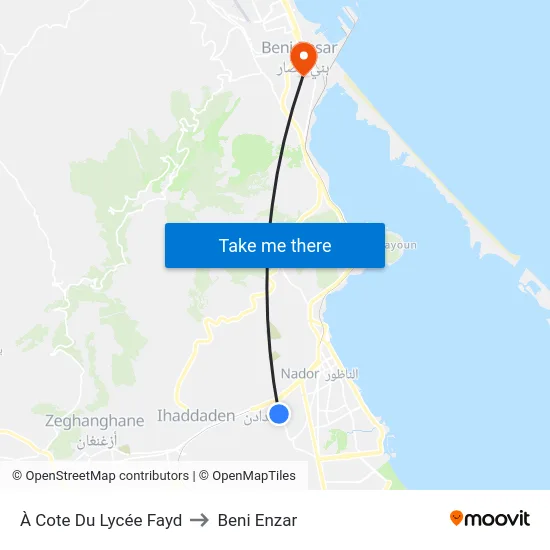 À Cote Du Lycée Fayd to Beni Enzar map