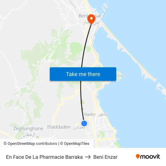 En Face De La Pharmacie Barraka to Beni Enzar map