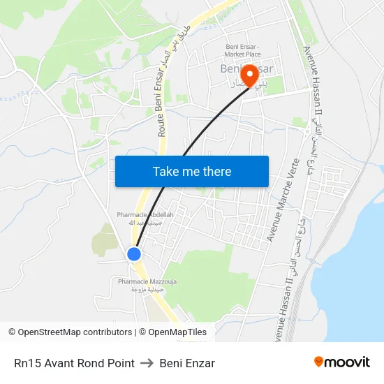 Rn15 Avant Rond Point to Beni Enzar map