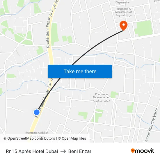 Rn15 Aprés Hotel Dubai to Beni Enzar map