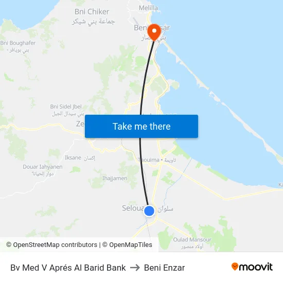 Bv Med V Aprés Al Barid Bank to Beni Enzar map