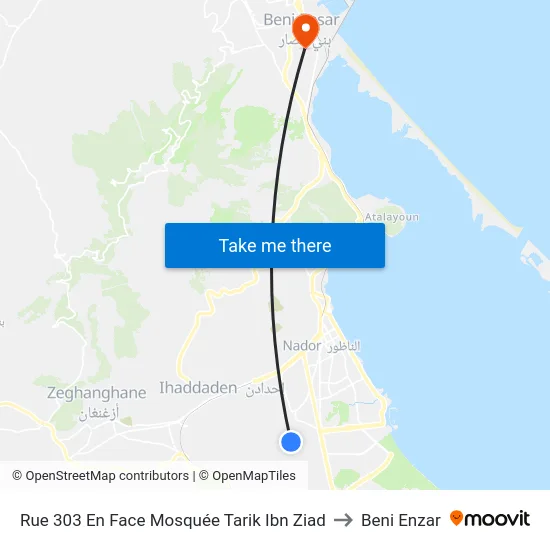 Rue 303 En Face Mosquée Tarik Ibn Ziad to Beni Enzar map