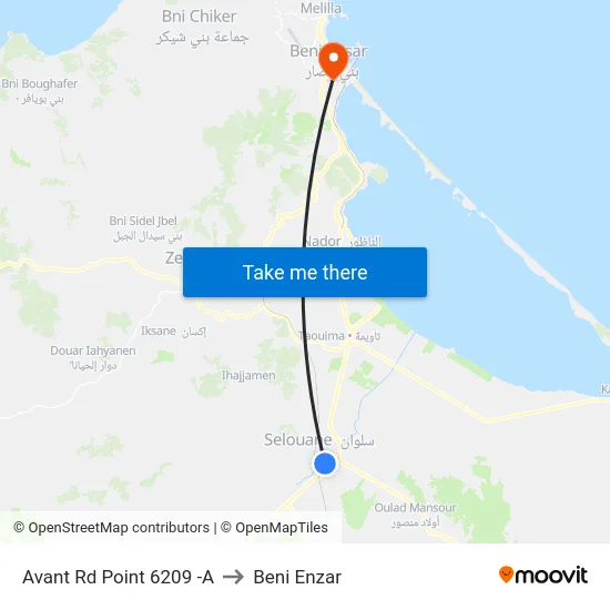 Avant Rd Point 6209 -A to Beni Enzar map