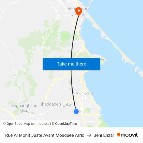 Rue Al Mohit Juste Avant Mosquée Arrid to Beni Enzar map