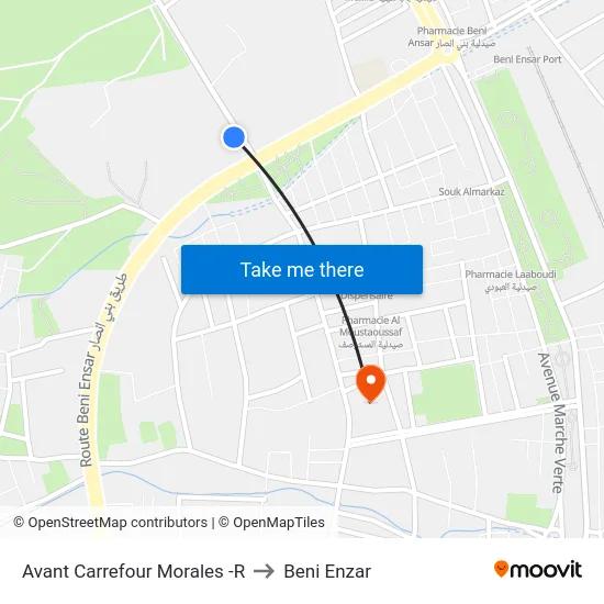 Avant Carrefour Morales -R to Beni Enzar map