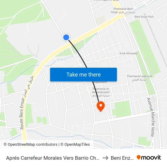 Aprés Carrefeur Morales Vers Barrio Chino to Beni Enzar map