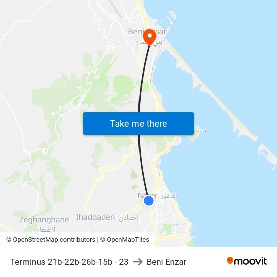 Terminus  21b-22b-26b-15b - 23 to Beni Enzar map
