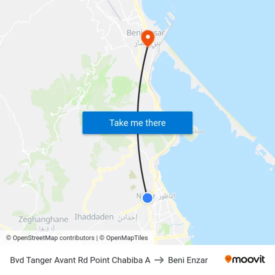 Bvd Tanger Avant Rd Point Chabiba A to Beni Enzar map