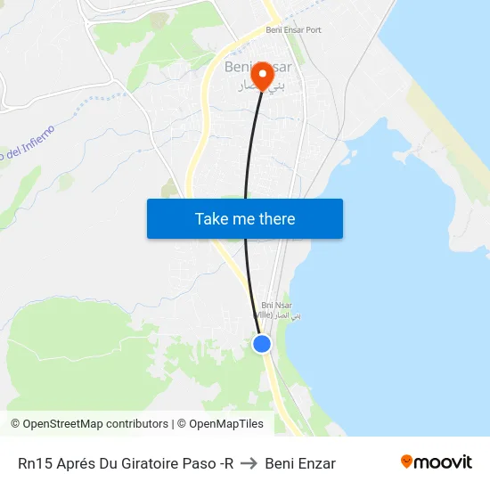 Rn15 Aprés Du Giratoire Paso -R to Beni Enzar map