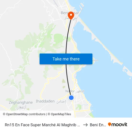 Rn15 En Face Super Marché Al Maghrib Al Kabir A to Beni Enzar map