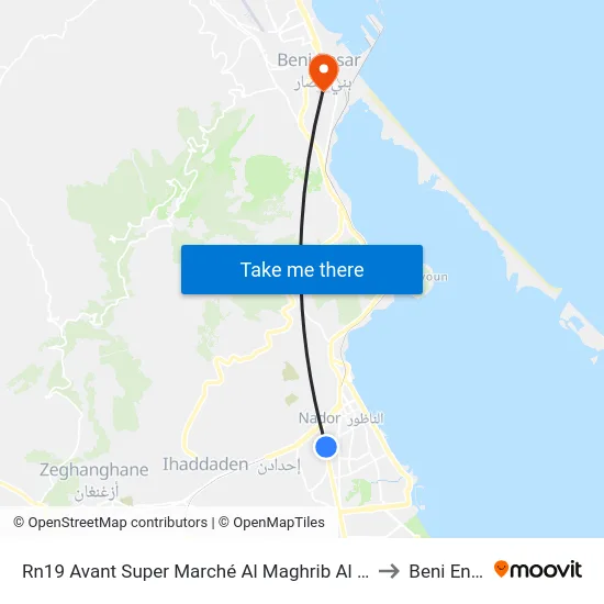 Rn19 Avant Super Marché Al Maghrib Al Kabir -R to Beni Enzar map