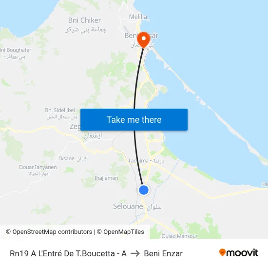 Rn19 A L'Entré De T.Boucetta - A to Beni Enzar map