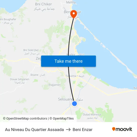Au Niveau Du Quartier Assaada to Beni Enzar map