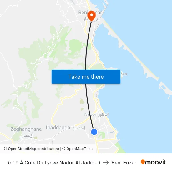 Rn19 À Coté Du Lycée Nador Al Jadid -R to Beni Enzar map