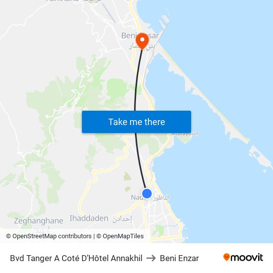 Bvd Tanger A Coté D’Hôtel Annakhil to Beni Enzar map