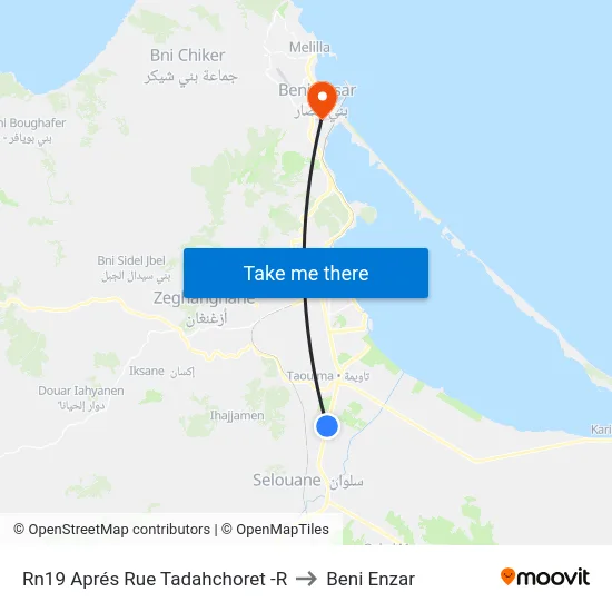 Rn19 Aprés Rue Tadahchoret -R to Beni Enzar map
