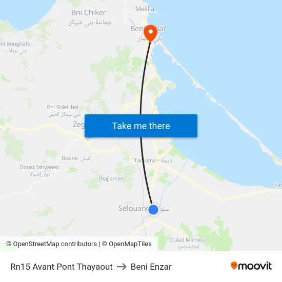 Rn15 Avant Pont Thayaout to Beni Enzar map