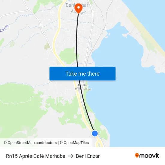 Rn15 Aprés Café Marhaba to Beni Enzar map