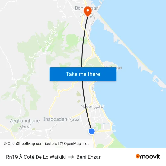 Rn19  À Coté De Lc Waikiki to Beni Enzar map