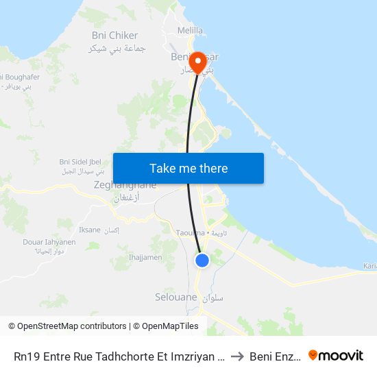 Rn19 Entre Rue Tadhchorte Et Imzriyan -R to Beni Enzar map