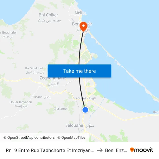 Rn19 Entre Rue Tadhchorte Et Imzriyan -R to Beni Enzar map