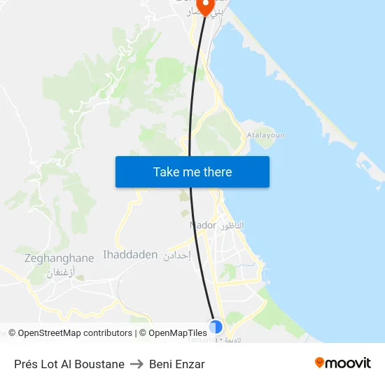 Prés Lot Al Boustane to Beni Enzar map