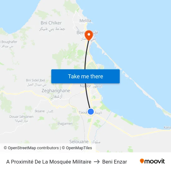A Proximité De La Mosquée Militaire to Beni Enzar map