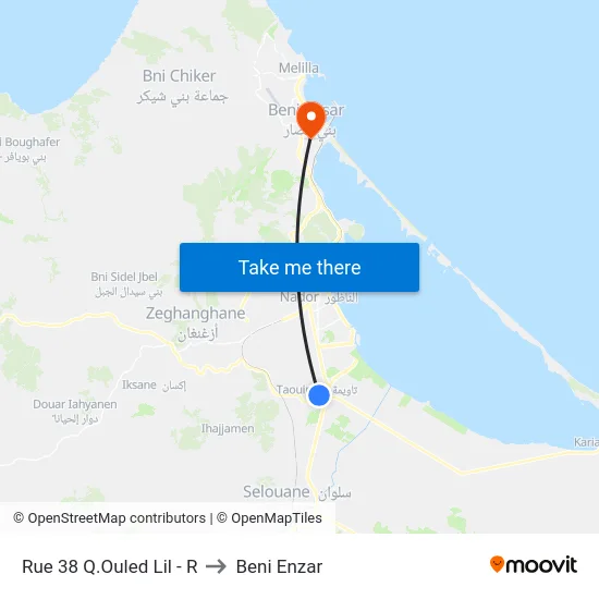 Rue 38 Q.Ouled Lil - R to Beni Enzar map