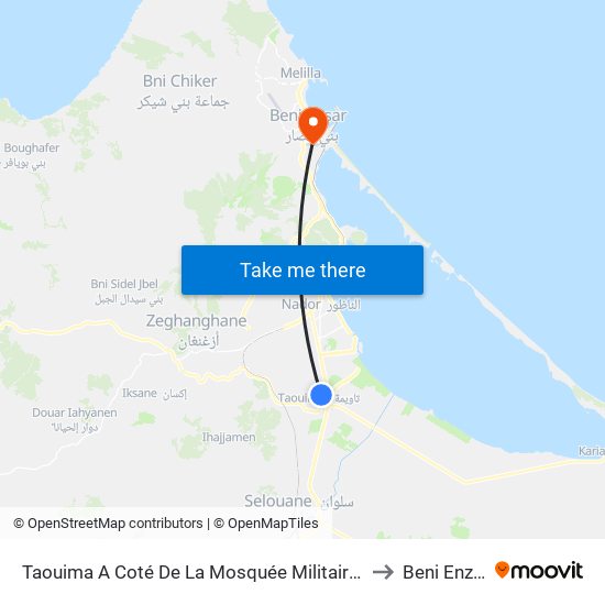 Taouima A Coté De La Mosquée Militaire -R to Beni Enzar map