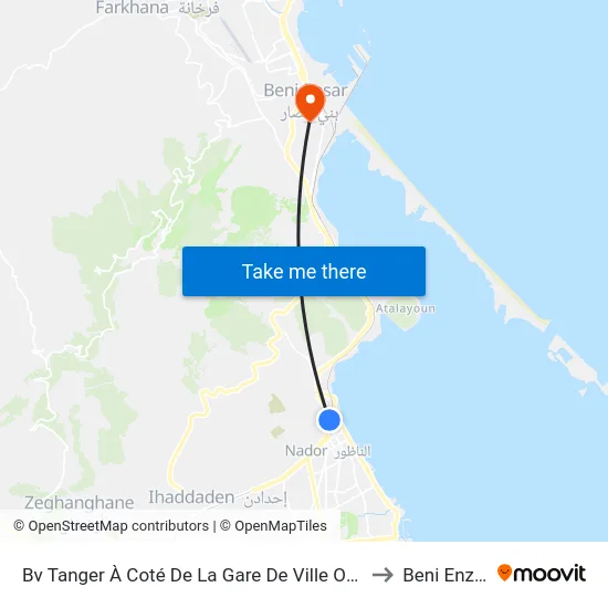 Bv Tanger À Coté De La Gare De Ville  Oncf to Beni Enzar map