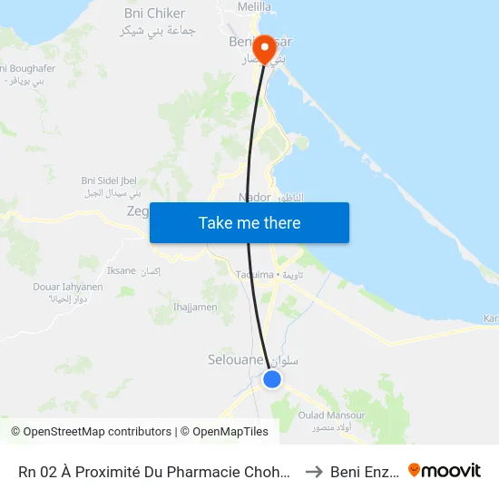 Rn 02 À Proximité Du Pharmacie Chohada to Beni Enzar map