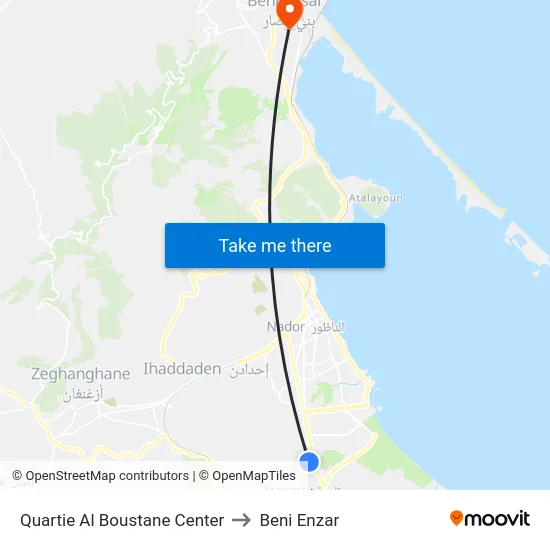 Quartie Al Boustane Center to Beni Enzar map