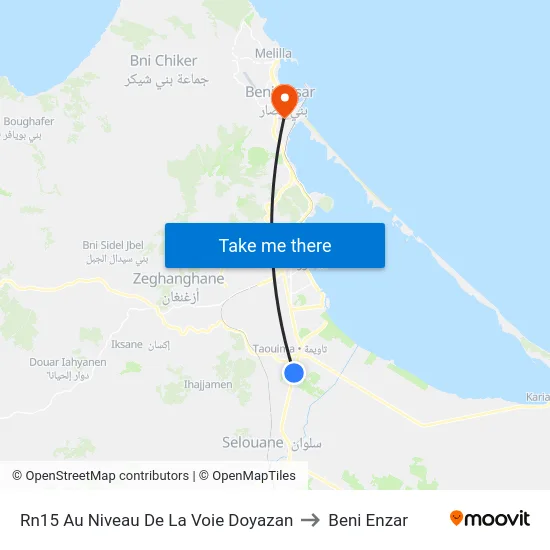 Rn15 Au Niveau De La Voie Doyazan to Beni Enzar map
