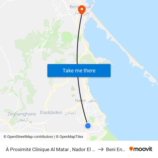 À Proximité Clinique Al Matar , Nador El Jadid to Beni Enzar map