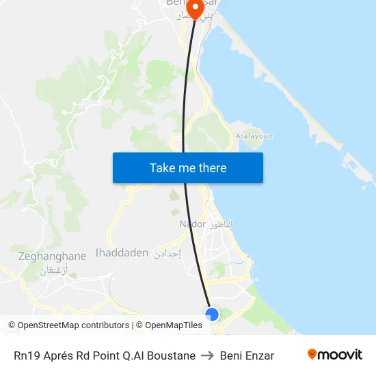 Rn19 Aprés Rd Point Q.Al Boustane to Beni Enzar map