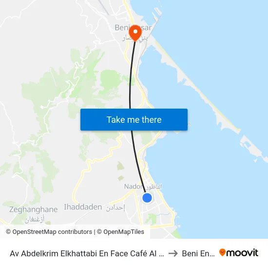 Abdelkrim Elkhattabi Ave Opposite Al Hadatha Cafe to Beni Enzar map
