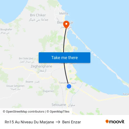 Rn15 Au Niveau Du Marjane to Beni Enzar map