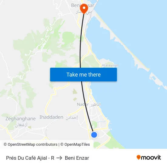 Prés Du Café Ajial - R to Beni Enzar map