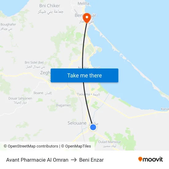 Avant Pharmacie Al Omran to Beni Enzar map