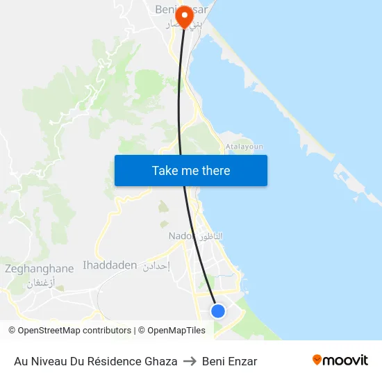 Au Niveau Du Résidence Ghaza to Beni Enzar map