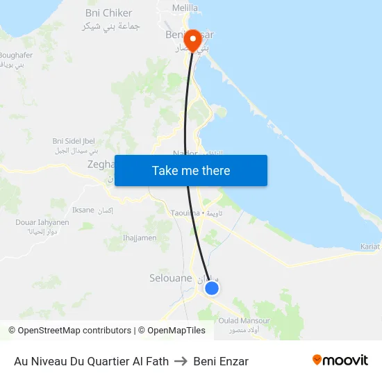 Au Niveau Du Quartier Al Fath to Beni Enzar map