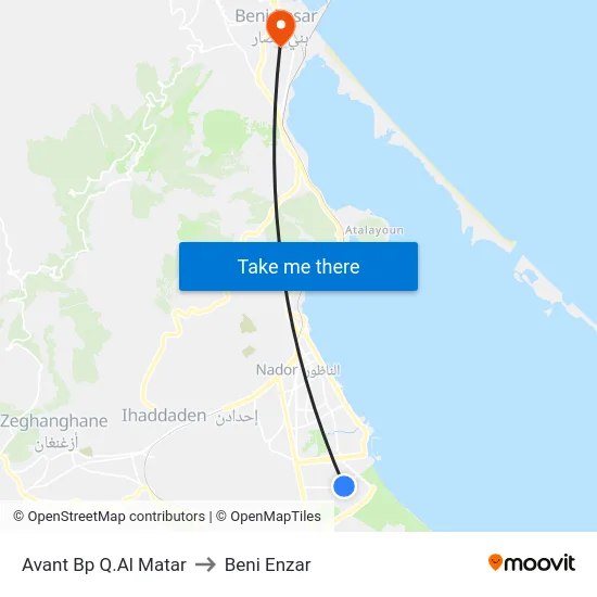 Avant Bp Q.Al Matar to Beni Enzar map