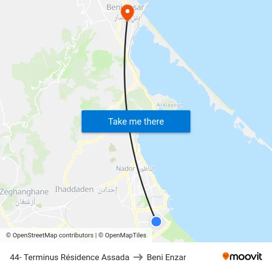 44- Terminus Résidence Assada to Beni Enzar map