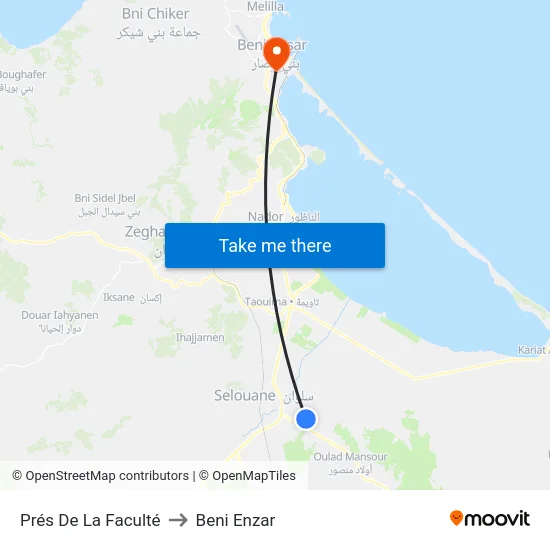 Prés De La Faculté to Beni Enzar map
