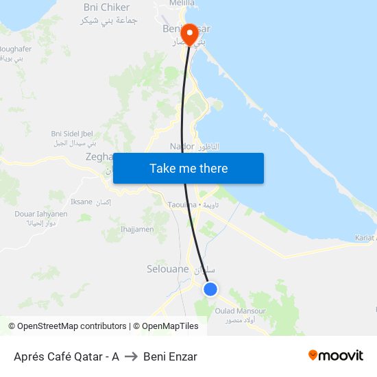 Aprés Café Qatar - A to Beni Enzar map