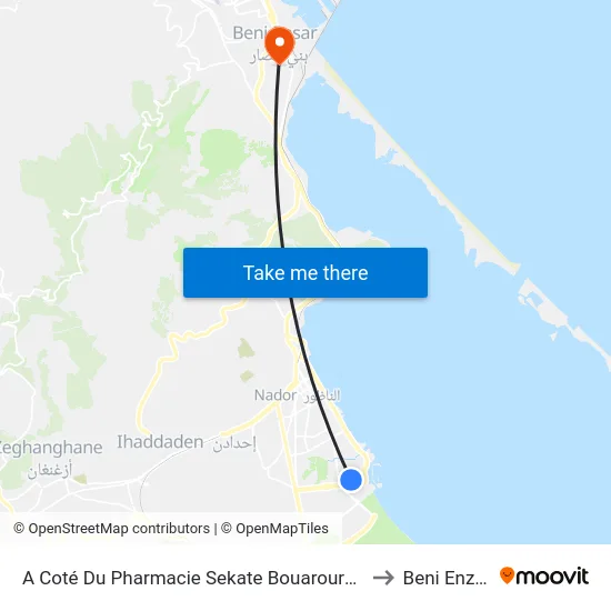 A Coté Du Pharmacie Sekate Bouarourou to Beni Enzar map